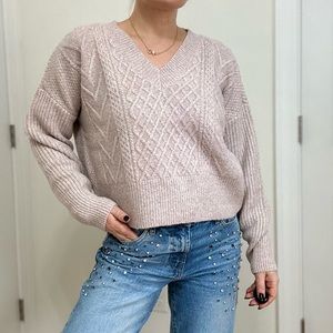 Cable Knit V-neck Pullover Sweater